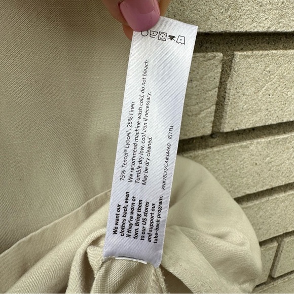 Eileen Fisher Petite Shirt Dress Jacket PS Linen Blend White Tunic Button Pocket - Picture 9 of 10